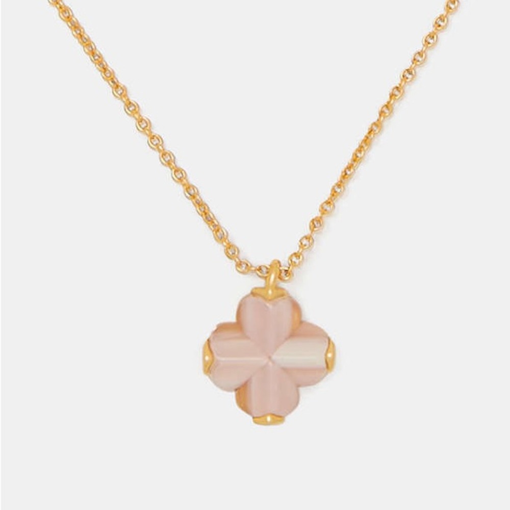 NWT Kate Spade Flower Mini Pendant Gold Tone & Pink Necklace